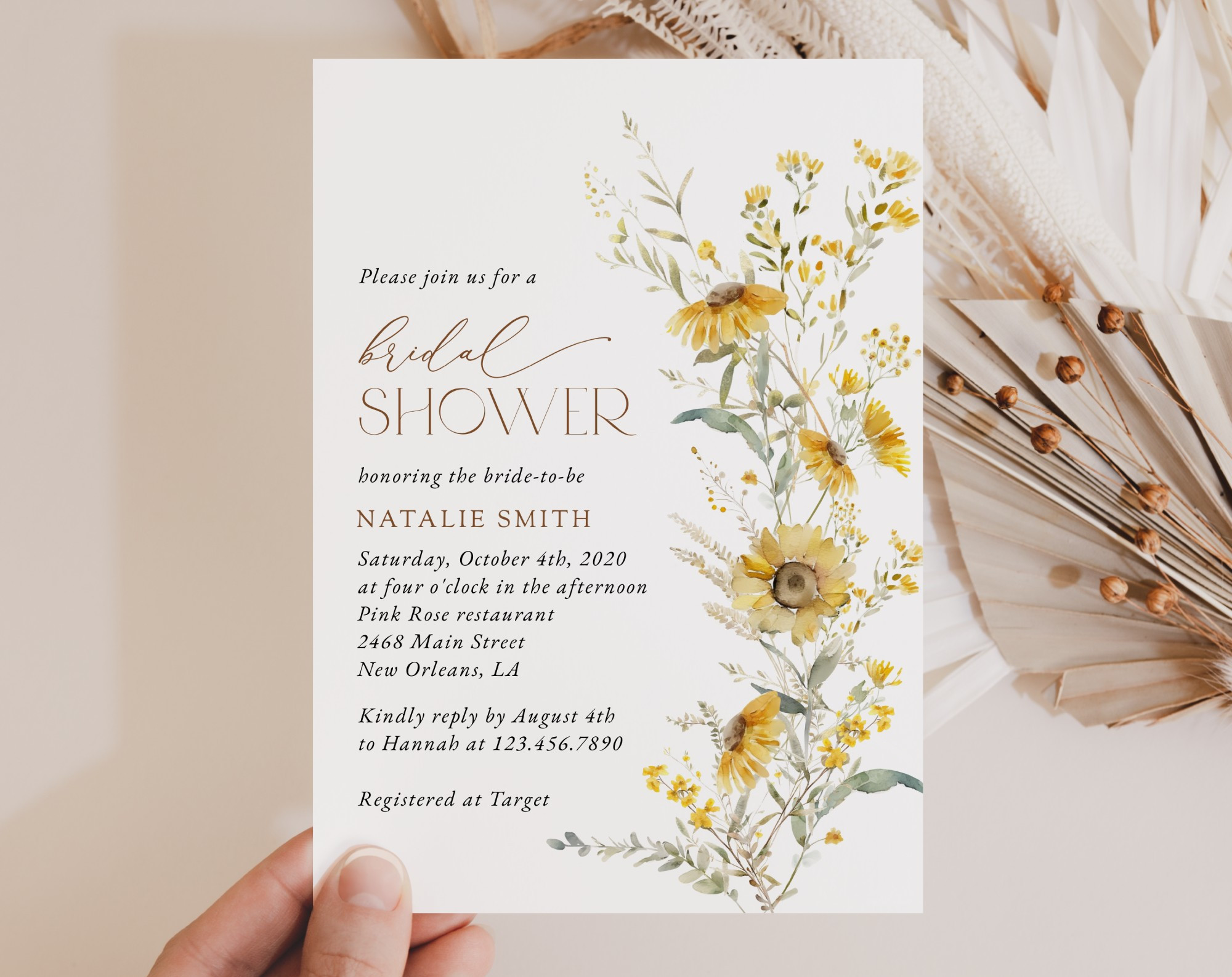 Sunflowers Bridal Shower Invitation, Bridal Stationery, Printable File, Edit Yourself, SH44