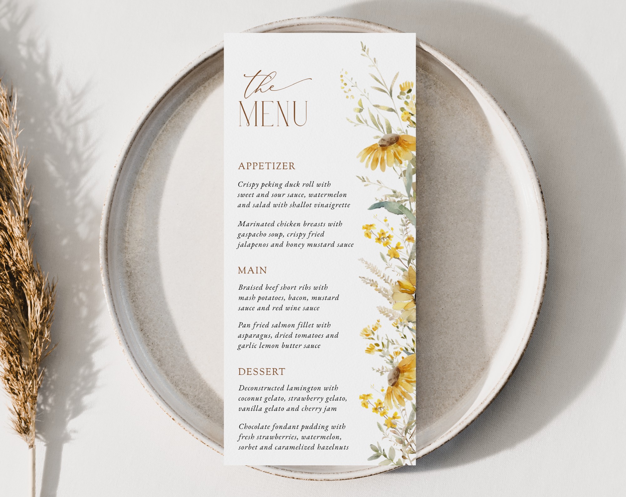 Sunflowers Menu, Bridal Shower Stationery, Printable File, Edit Yourself, SH44 Sunflowers Menu, Bridal Shower Stationery, Printable File, Edit Yourself, SH44