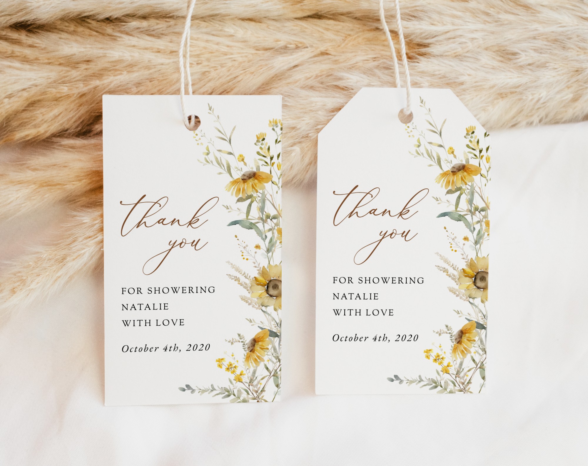 Sunflowers Favor Tags, Gift Tags, Party Tags, Bridal Shower, Printable File, Edit Yourself, SH44