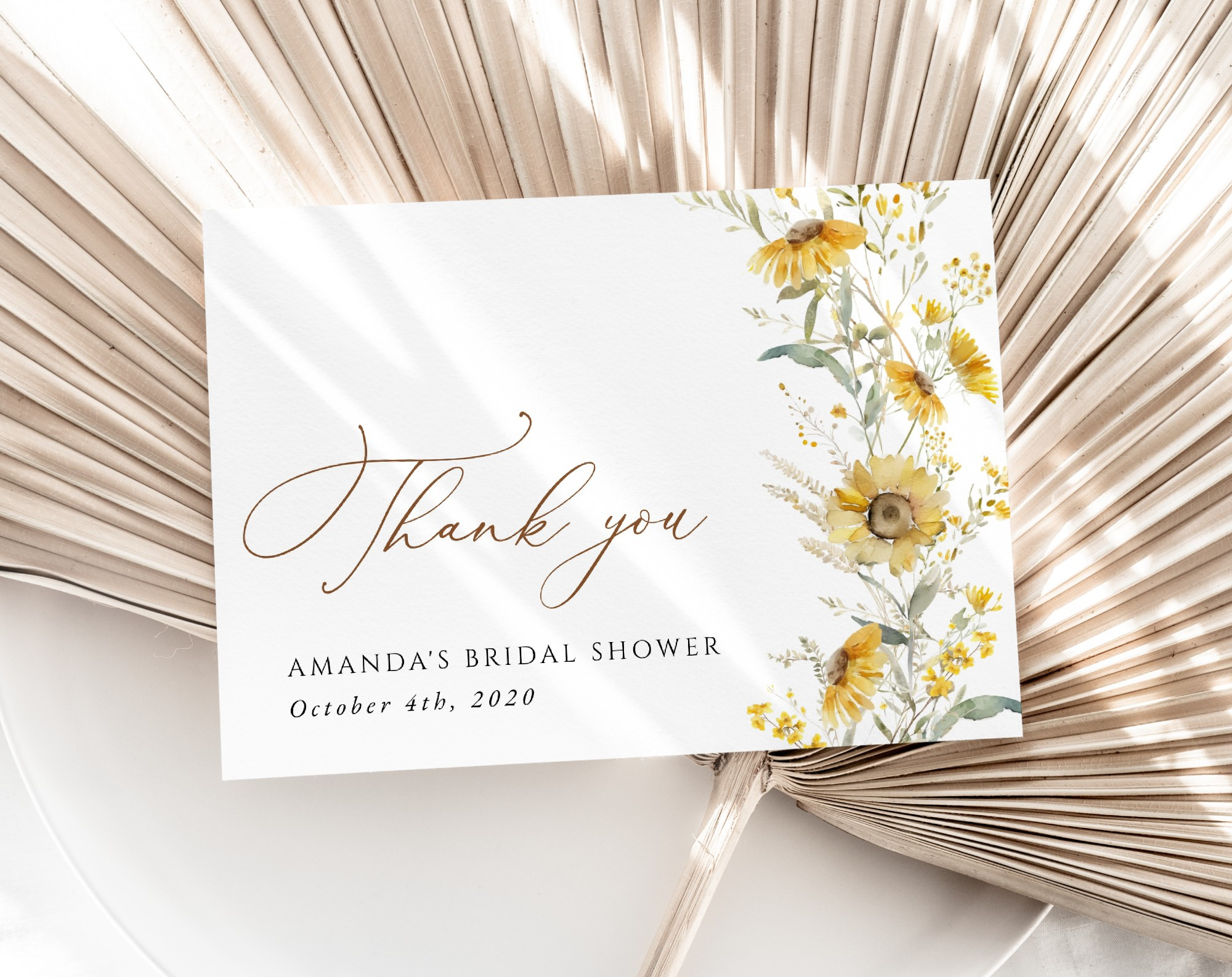Sunflowers Thank You Card, Bridal Shower Stationery, Printable File, Edit Yourself, SH44 Sunflowers Thank You Card, Bridal Shower Stationery, Printable File, Edit Yourself, SH44