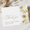 Sunflowers Thank You Card, Bridal Shower Stationery, Printable File, Edit Yourself, SH44 Sunflowers Thank You Card, Bridal Shower Stationery, Printable File, Edit Yourself, SH44