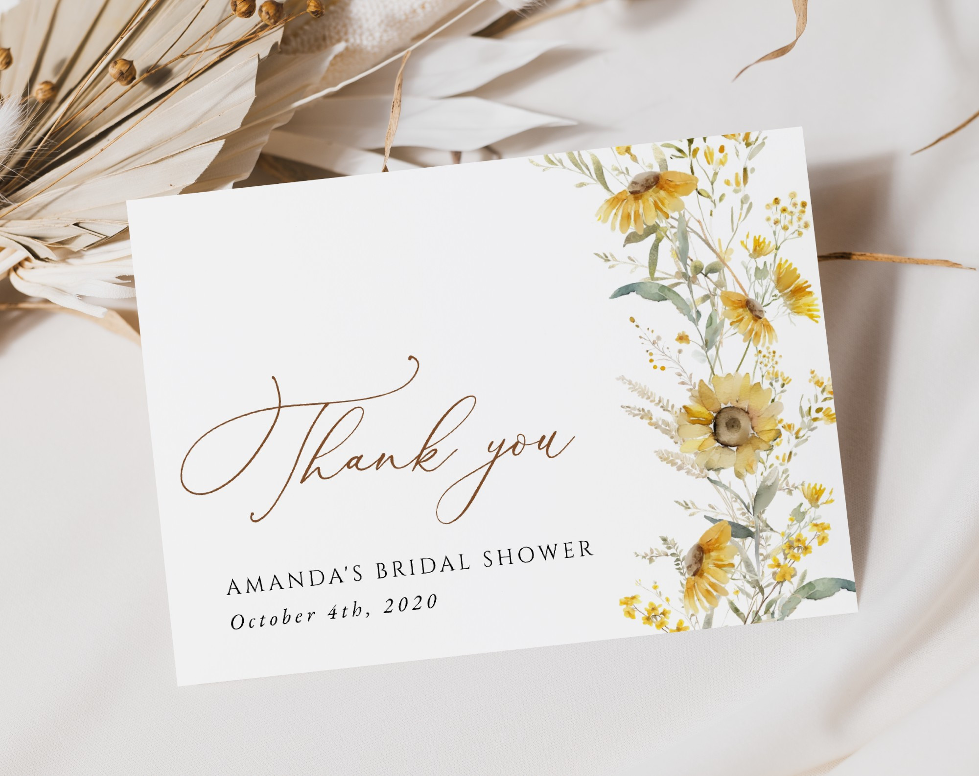 Sunflowers Thank You Card, Bridal Shower Stationery, Printable File, Edit Yourself, SH44 Sunflowers Thank You Card, Bridal Shower Stationery, Printable File, Edit Yourself, SH44