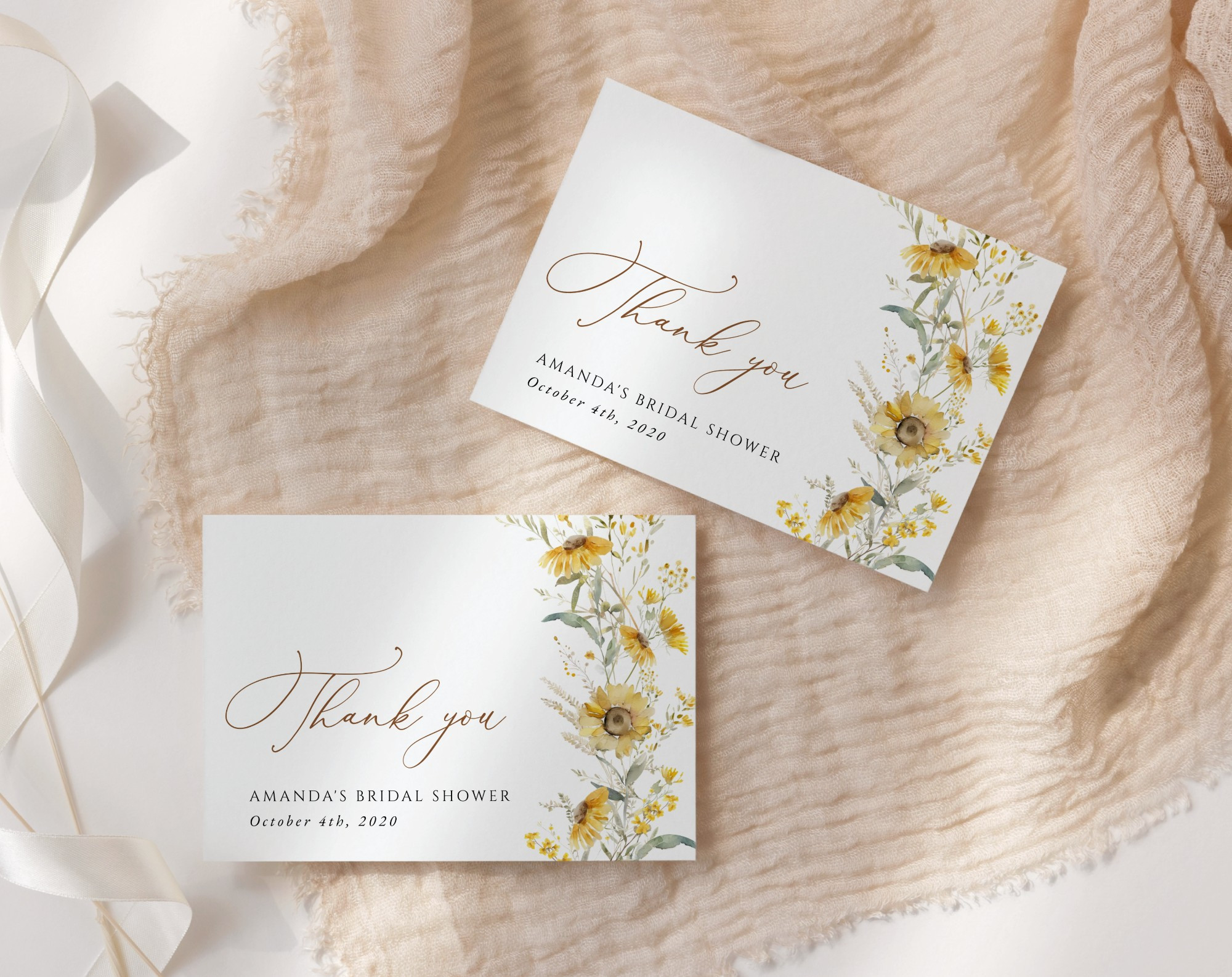 Sunflowers Thank You Card, Bridal Shower Stationery, Printable File, Edit Yourself, SH44 Sunflowers Thank You Card, Bridal Shower Stationery, Printable File, Edit Yourself, SH44