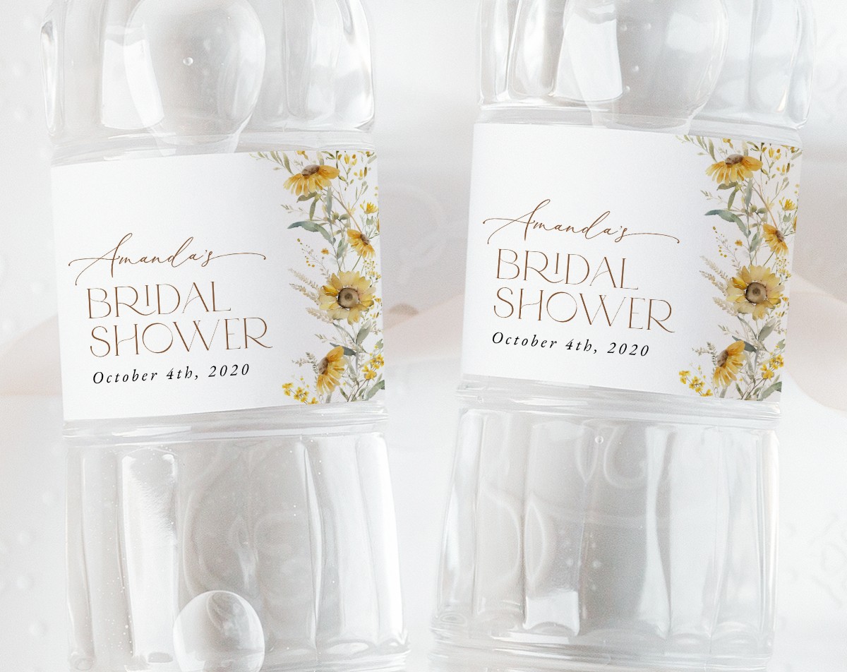 Sunflowers Water Bottle Labels, Bridal Shower Decoration, Printable File, Edit Yourself, SH44 Sunflowers Water Bottle Labels, Bridal Shower Decoration, Printable File, Edit Yourself, SH44