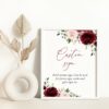 Burgundy and Blush Flowers Custom Sign, Wedding Sign, Printable File, Edit Yourself, SH01 Burgundy and Blush Flowers Custom Sign, Wedding Sign, Printable File, Edit Yourself, SH01