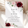 Burgundy and Blush Flowers Save the Date, Wedding Stationery, Printable File, Edit Yourself, SH01