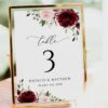 Burgundy and Blush Flowers Table Number Sign, Wedding Sign, Printable File, Edit Yourself, SH01 Burgundy and Blush Flowers Table Number Sign, Wedding Sign, Printable File, Edit Yourself, SH01