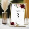 Burgundy and Blush Flowers Table Number Sign, Wedding Sign, Printable File, Edit Yourself, SH01 Burgundy and Blush Flowers Table Number Sign, Wedding Sign, Printable File, Edit Yourself, SH01