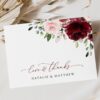 Burgundy and Blush Flowers Thank You Card, Wedding Stationery, Printable File, Edit Yourself, SH01 Burgundy and Blush Flowers Thank You Card, Wedding Stationery, Printable File, Edit Yourself, SH01