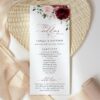 Burgundy and Blush Flowers Wedding Program, Wedding Stationery, Printable File, Edit Yourself, SH01