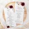 Burgundy and Blush Flowers Wedding Program, Wedding Stationery, Printable File, Edit Yourself, SH01