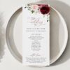 Burgundy and Blush Flowers Wedding Program, Wedding Stationery, Printable File, Edit Yourself, SH01