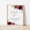 Burgundy Flowers Custom Sign, Printable File, Edit Yourself, SH02 SH13 SH83
