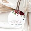Burgundy Flowers Favor Tags, Gift Tags, Party Tags, Wedding, Printable File, Edit Yourself, SH02