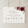Burgundy Flowers Order of Events Sign, Welcome Sign, Printable File, Edit Yourself, SH02 Burgundy Flowers Order of Events Sign, Welcome Sign, Printable File, Edit Yourself, SH02