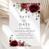 Burgundy Flowers Save the Date, Wedding Stationery, Printable File, Edit Yourself, SH02