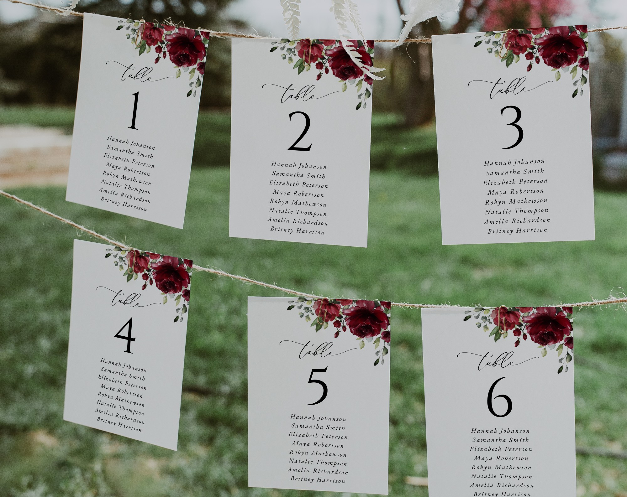 Burgundy Flowers Seating Cards, Wedding Stationery, Printable File, Edit Yourself, SH02 Burgundy Flowers Seating Cards, Wedding Stationery, Printable File, Edit Yourself, SH02