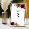 Burgundy Flowers Table Number Sign, Wedding Sign, Printable File, Edit Yourself, SH02 Burgundy Flowers Table Number Sign, Wedding Sign, Printable File, Edit Yourself, SH02