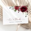 Burgundy Flowers Thank You Card, Wedding Stationery, Printable File, Edit Yourself, SH02 Burgundy Flowers Thank You Card, Wedding Stationery, Printable File, Edit Yourself, SH02