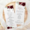 Burgundy Flowers Wedding Program, Wedding Stationery, Printable File, Edit Yourself, SH02