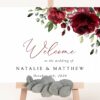 Burgundy Flowers Welcome Sign, Wedding Sign, Printable File, Edit Yourself, SH02 Burgundy Flowers Welcome Sign, Wedding Sign, Printable File, Edit Yourself, SH02