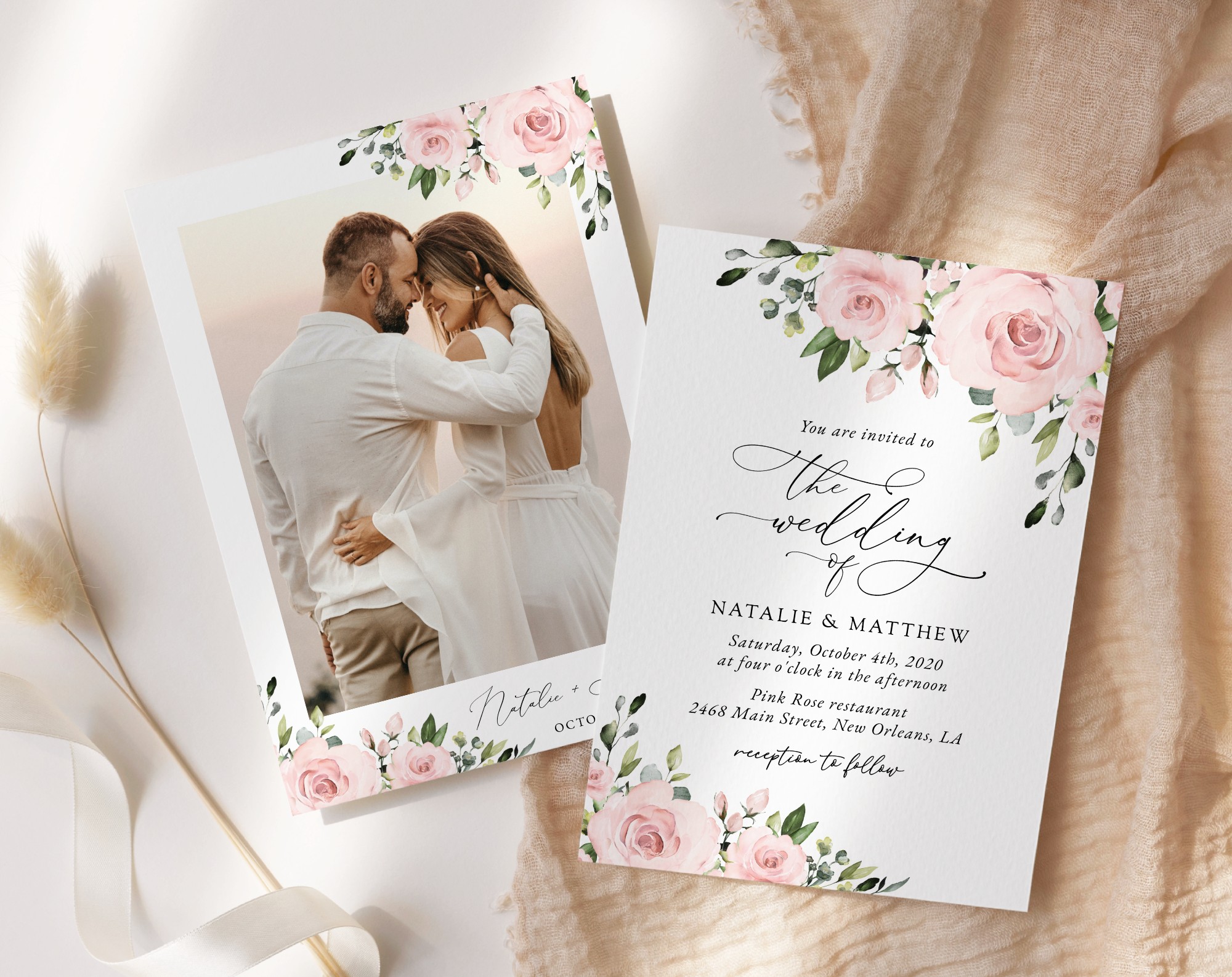 Blush Flowers Wedding Invitation Suite, Wedding Stationery, Printable File, Edit Yourself, SH03 Blush Flowers Wedding Invitation Suite, Wedding Stationery, Printable File, Edit Yourself, SH03