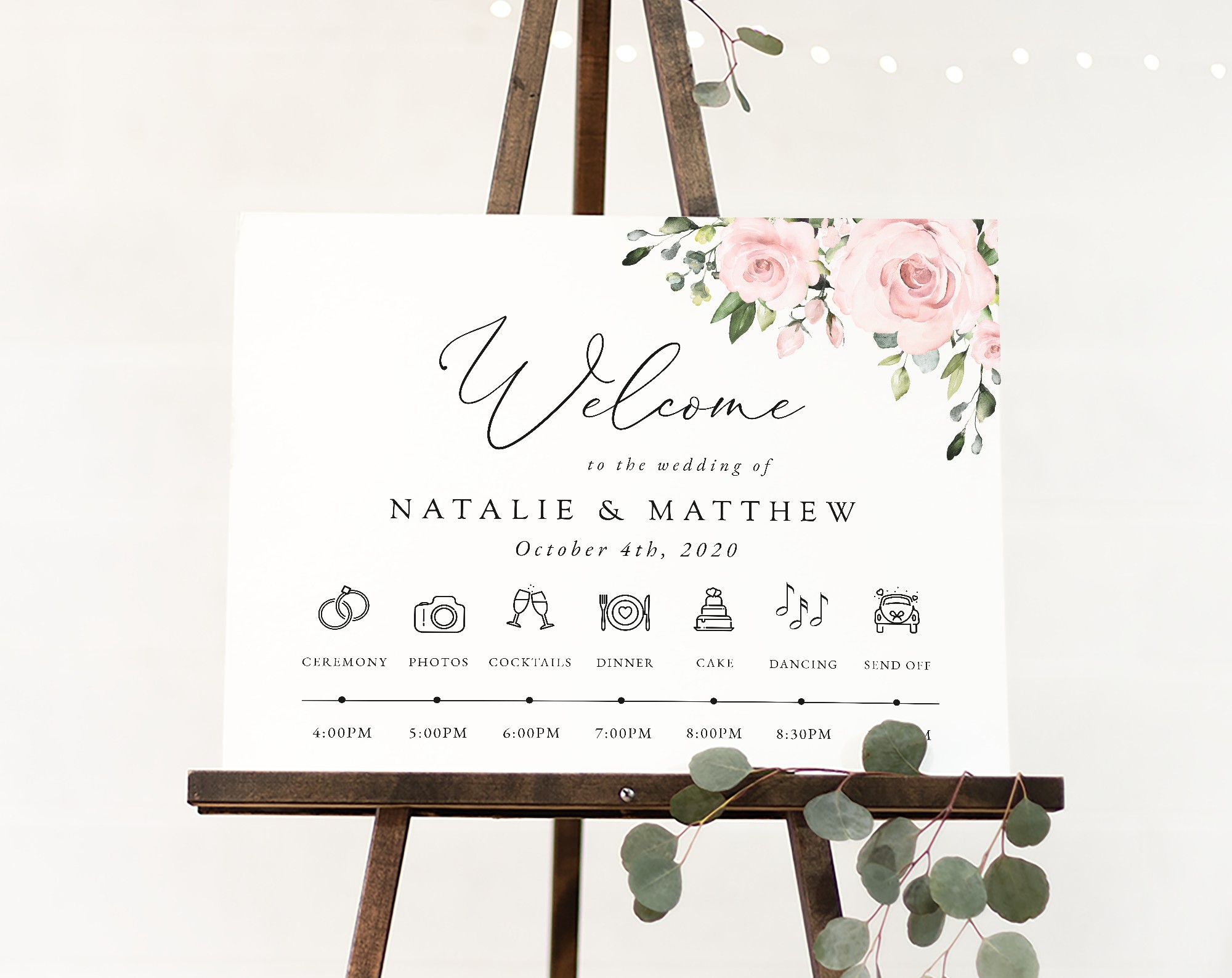 Blush Flowers Order of Events Sign, Welcome Sign, Printable File, Edit Yourself, SH03 Blush Flowers Order of Events Sign, Welcome Sign, Printable File, Edit Yourself, SH03