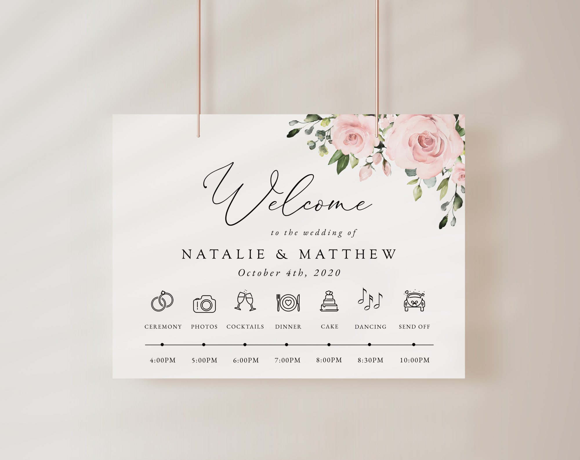 Blush Flowers Order of Events Sign, Welcome Sign, Printable File, Edit Yourself, SH03 Blush Flowers Order of Events Sign, Welcome Sign, Printable File, Edit Yourself, SH03