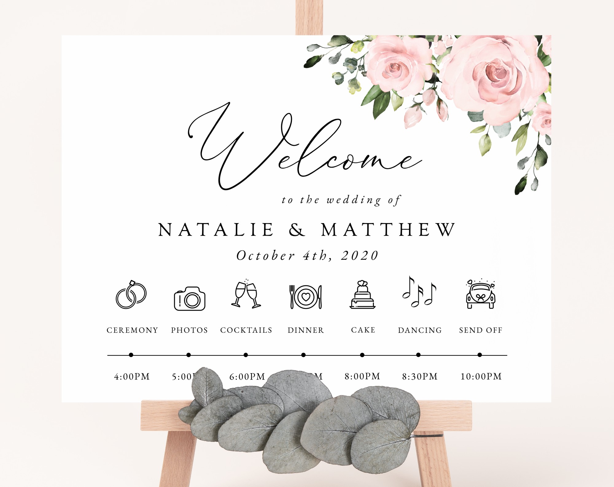 Blush Flowers Order of Events Sign, Welcome Sign, Printable File, Edit Yourself, SH03 Blush Flowers Order of Events Sign, Welcome Sign, Printable File, Edit Yourself, SH03