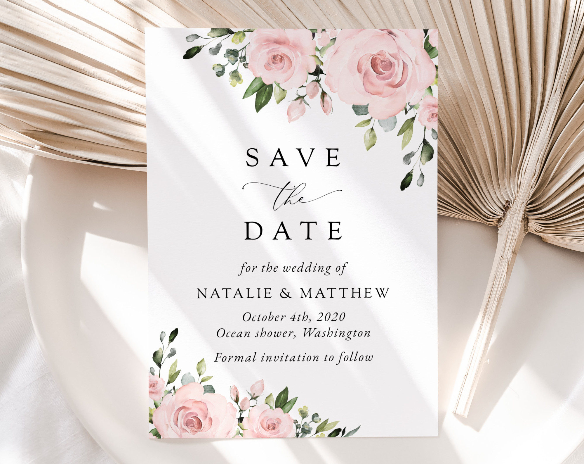 Blush Flowers Save the Date, Wedding Stationery, Printable File, Edit Yourself, SH03 Blush Flowers Save the Date, Wedding Stationery, Printable File, Edit Yourself, SH03