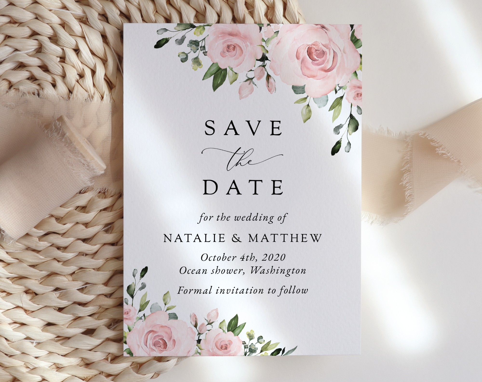 Blush Flowers Save the Date, Wedding Stationery, Printable File, Edit Yourself, SH03 Blush Flowers Save the Date, Wedding Stationery, Printable File, Edit Yourself, SH03