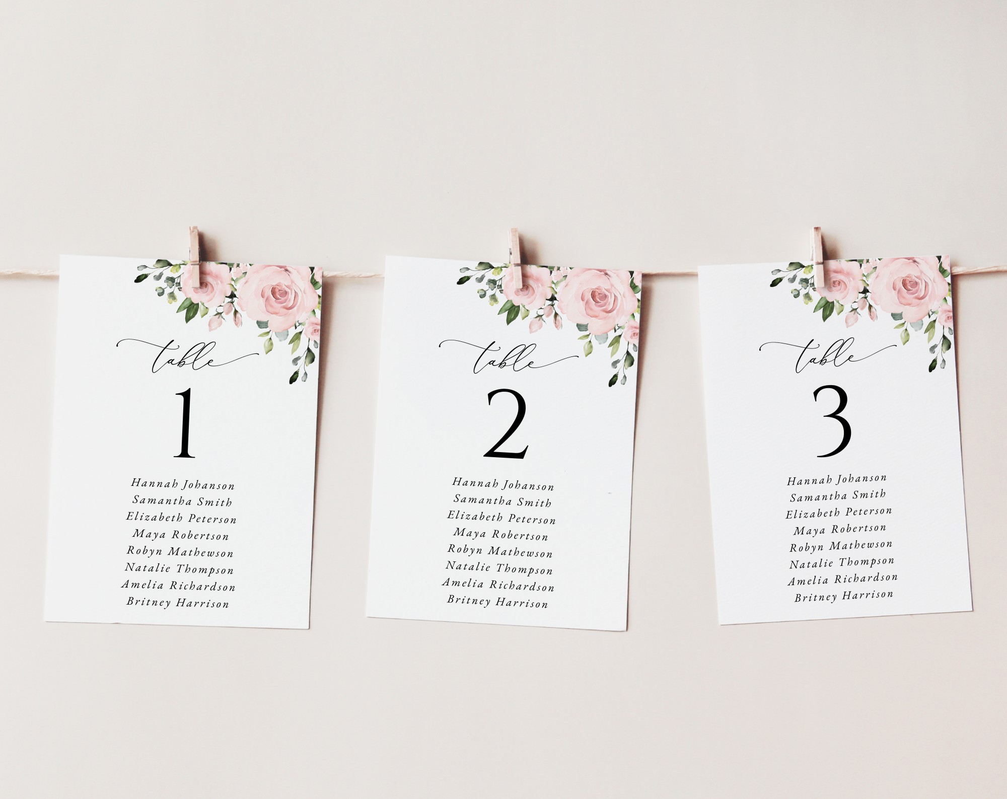 Blush Flowers Seating Cards, Wedding Stationery, Printable File, Edit Yourself, SH03 Blush Flowers Seating Cards, Wedding Stationery, Printable File, Edit Yourself, SH03