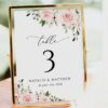Blush Flowers Table Number Sign, Wedding Sign, Printable File, Edit Yourself, SH03