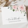 Blush Flowers Thank You Card, Wedding Stationery, Printable File, Edit Yourself, SH03