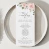 Blush Flowers Wedding Program, Wedding Stationery, Printable File, Edit Yourself, SH03