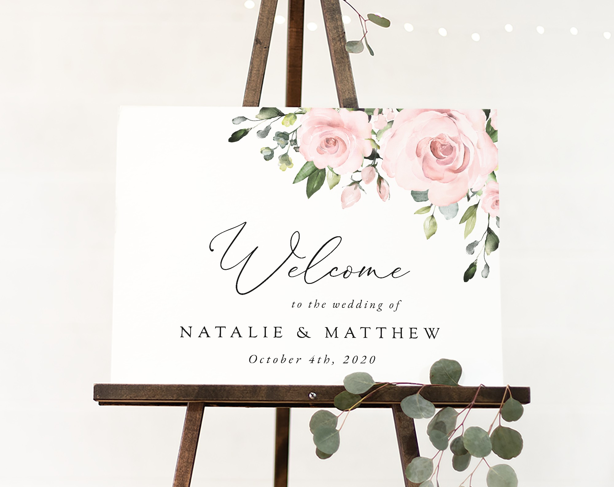 Blush Flowers Welcome Sign, Wedding Sign, Printable File, Edit Yourself, SH03 Blush Flowers Welcome Sign, Wedding Sign, Printable File, Edit Yourself, SH03