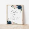 Navy and Blush Flowers Custom Sign, Wedding Sign, Printable File, Edit Yourself, SH04