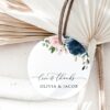 Navy and Blush Flowers Favor Tags, Gift Tags, Party Tags, Wedding, Printable File, Edit Yourself, SH04