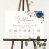 Navy and Blush Flowers Order of Events Sign, Welcome Sign, Printable File, Edit Yourself, SH04 Navy and Blush Flowers Order of Events Sign, Welcome Sign, Printable File, Edit Yourself, SH04