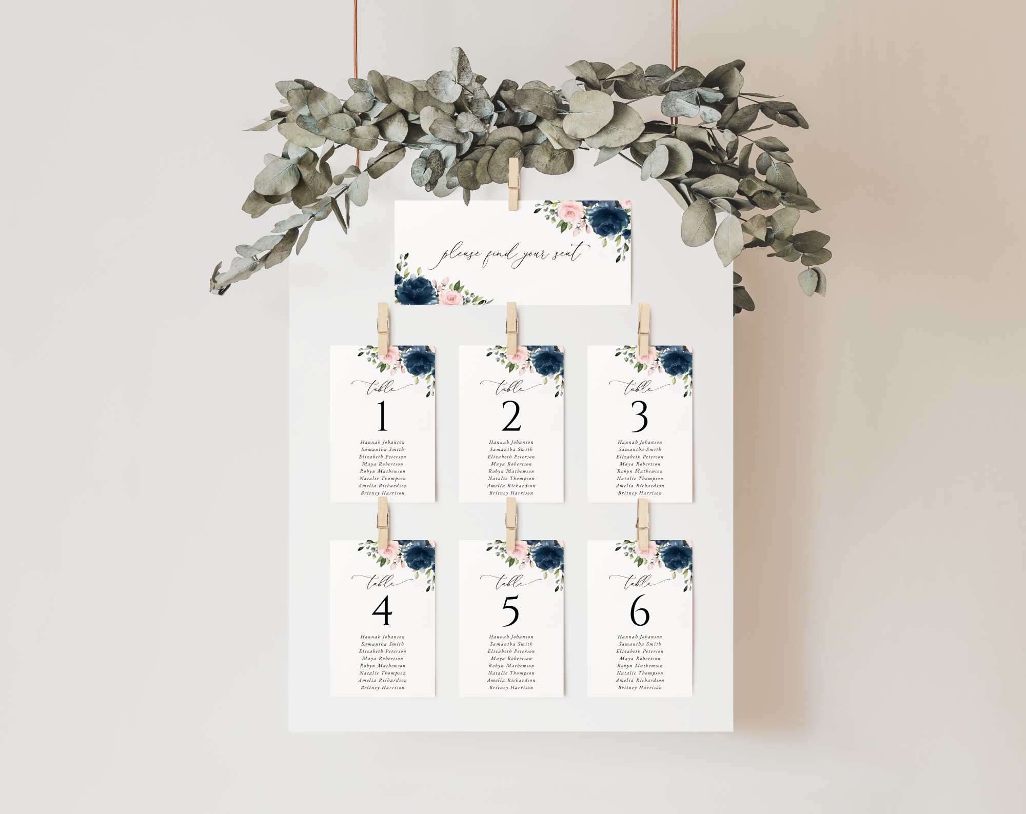 Navy and Blush Flowers Seating Cards, Wedding Stationery, Printable File, Edit Yourself, SH04 Navy and Blush Flowers Seating Cards, Wedding Stationery, Printable File, Edit Yourself, SH04