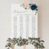 Navy and Blush Flowers Seating Chart, Wedding Sign, Printable File, Edit Yourself, SH04