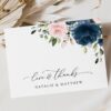 Navy and Blush Flowers Thank You Card, Wedding Stationery, Printable File, Edit Yourself, SH04 Navy and Blush Flowers Thank You Card, Wedding Stationery, Printable File, Edit Yourself, SH04