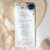 Navy and Blush Flowers Wedding Program, Wedding Stationery, Printable File, Edit Yourself, SH04
