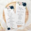 Navy and Blush Flowers Wedding Program, Wedding Stationery, Printable File, Edit Yourself, SH04
