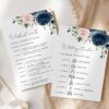 Navy and Blush Flowers Wedding Timeline, Wedding Stationery, Printable File, Edit Yourself, SH04