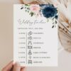 Navy and Blush Flowers Wedding Timeline, Wedding Stationery, Printable File, Edit Yourself, SH04
