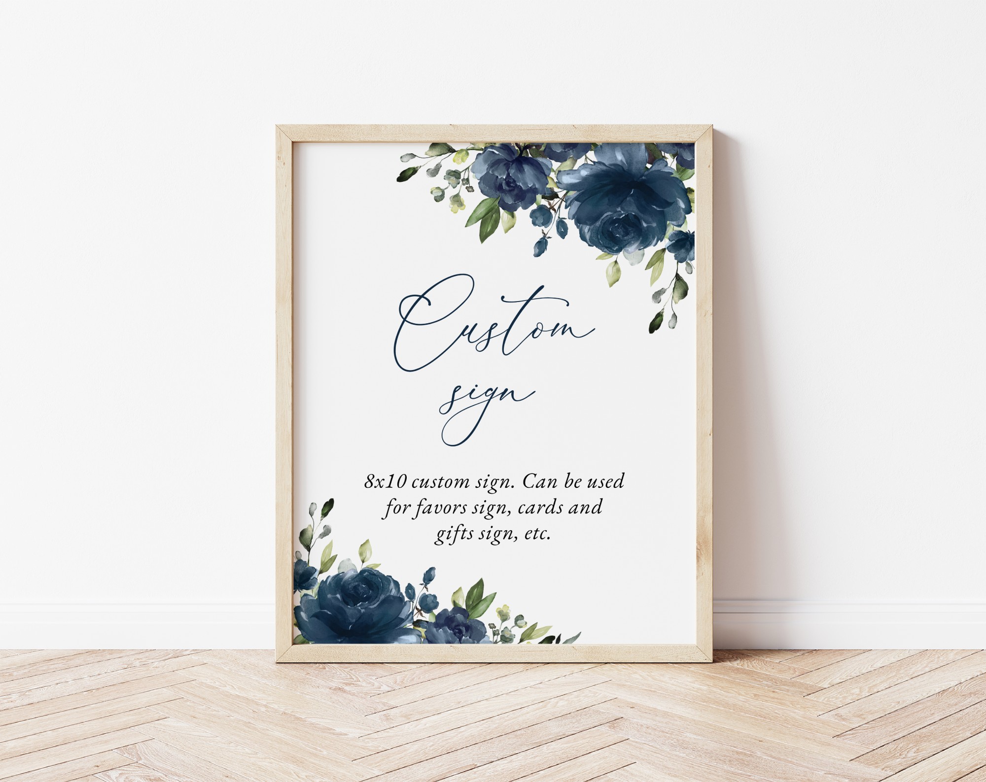 Navy Blue Flowers Custom Sign, Wedding Sign, Printable File, Edit Yourself, SH16 Navy Blue Flowers Custom Sign, Wedding Sign, Printable File, Edit Yourself, SH16