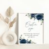 Navy Blue Flowers Custom Sign, Wedding Sign, Printable File, Edit Yourself, SH16 Navy Blue Flowers Custom Sign, Wedding Sign, Printable File, Edit Yourself, SH16