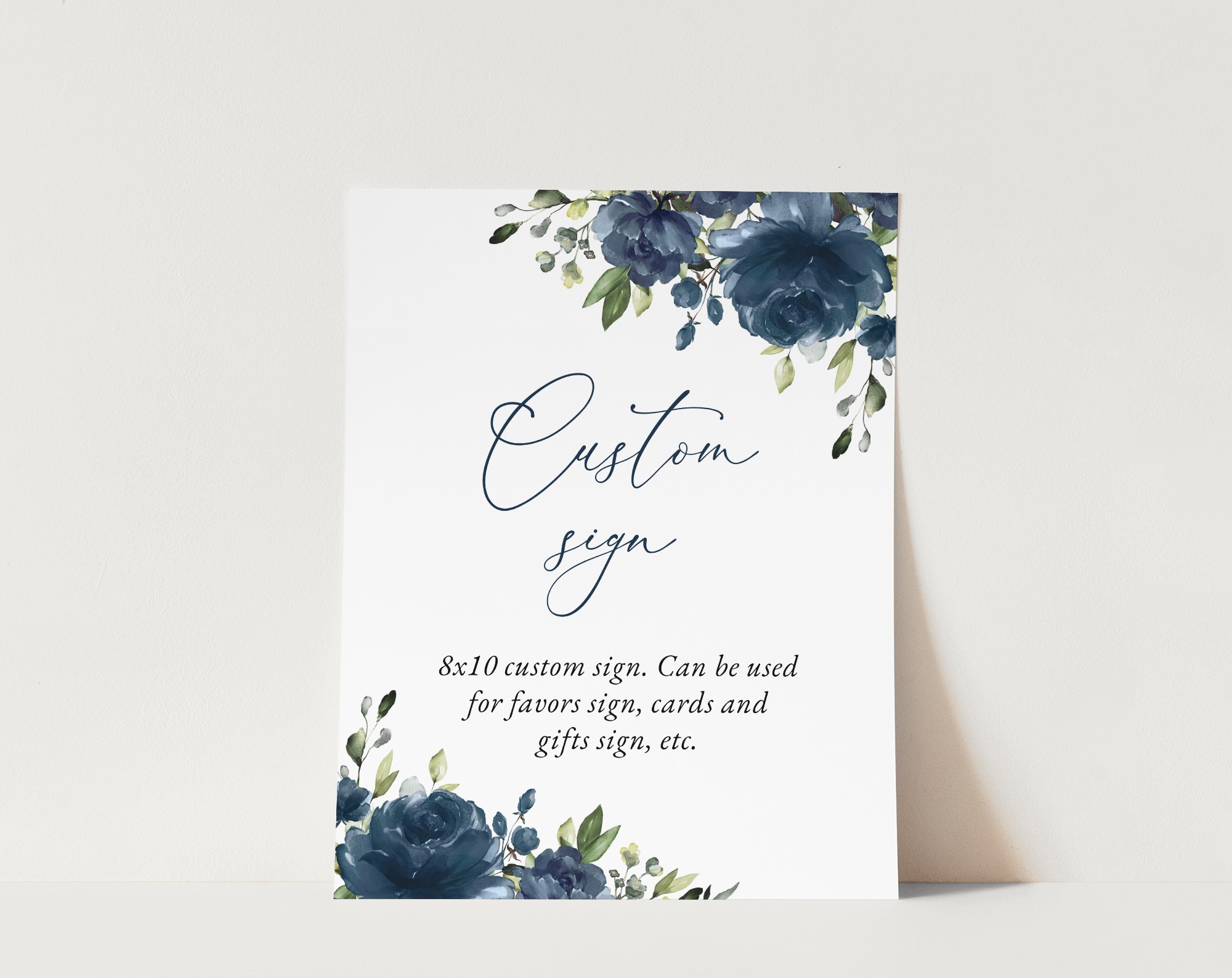 Navy Blue Flowers Custom Sign, Wedding Sign, Printable File, Edit Yourself, SH16 Navy Blue Flowers Custom Sign, Wedding Sign, Printable File, Edit Yourself, SH16