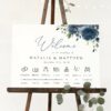 Navy Blue Flowers Order of Events Sign, Welcome Sign, Printable File, Edit Yourself, SH16 Navy Blue Flowers Order of Events Sign, Welcome Sign, Printable File, Edit Yourself, SH16